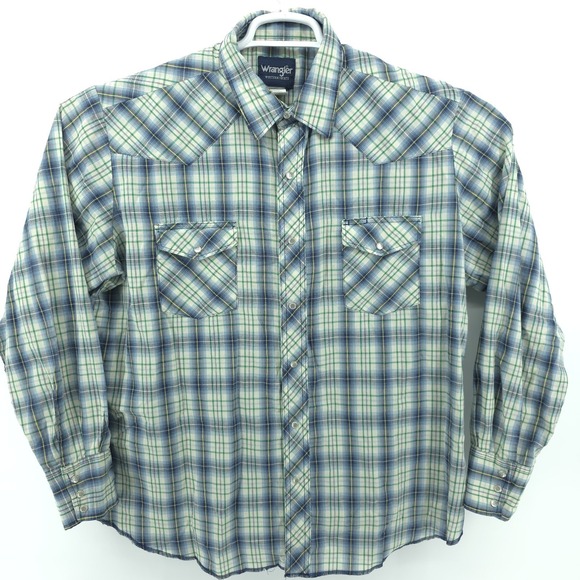 VTG Wrangler Western Shirt Mens XL Multicolor Long Sleeve Pearl Snap Cowboy - Picture 2 of 7